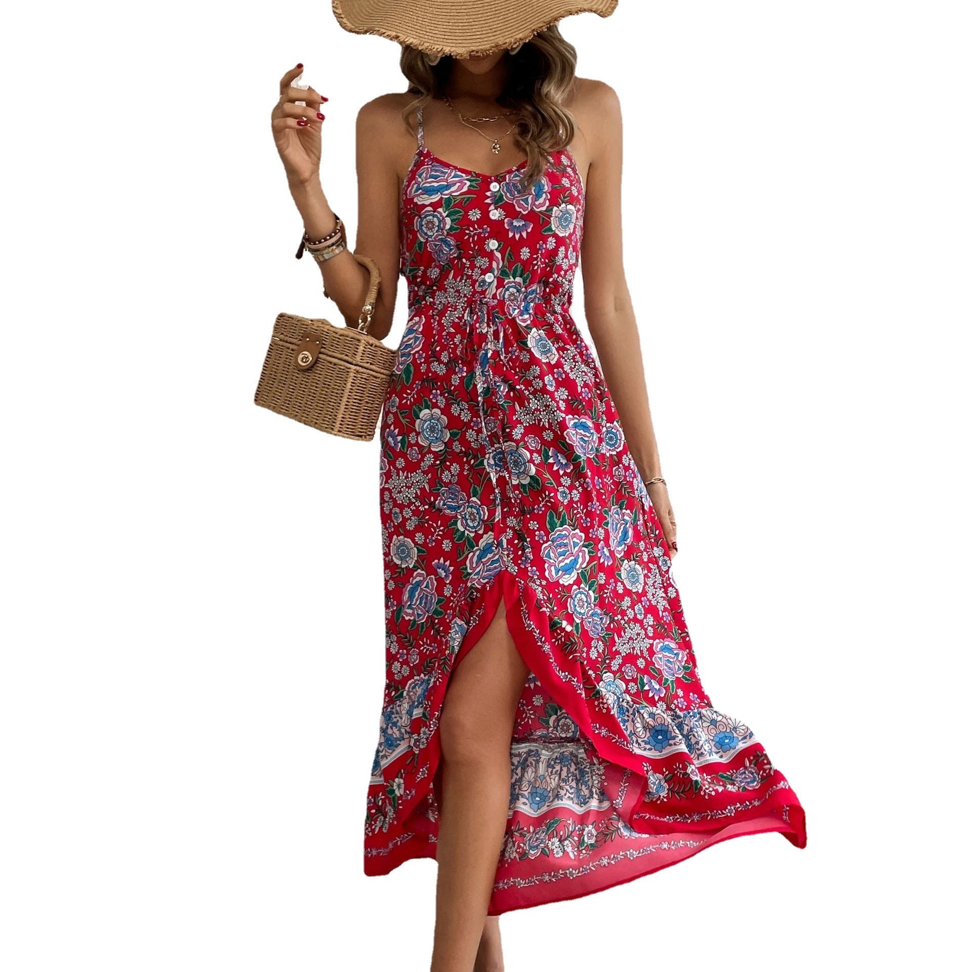 Printed Dress Sling Dress Women - Coprate