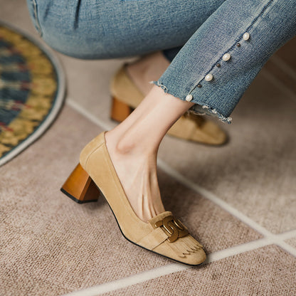 Metal Buckle  Tassel Shoes Women