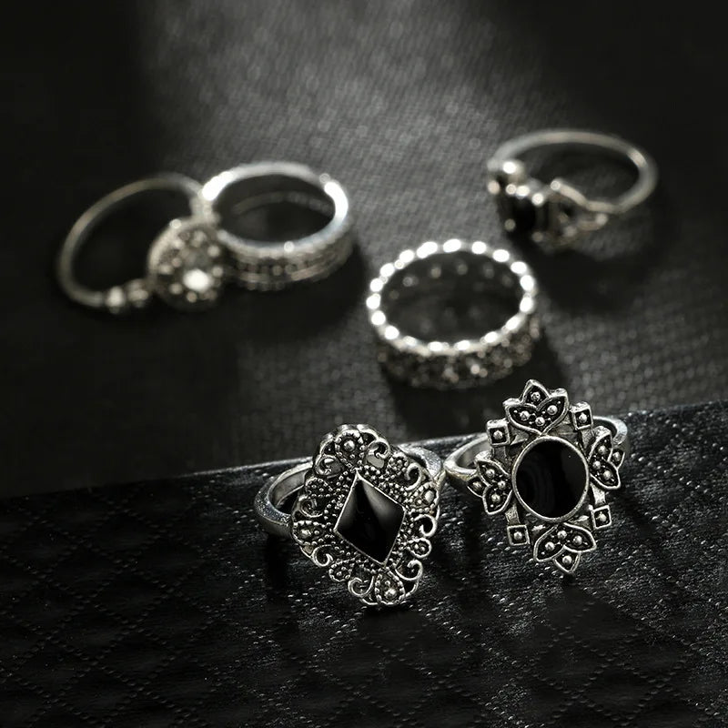 15 Pcs Crystal Hollow Lotus Gem Knuckle Ring