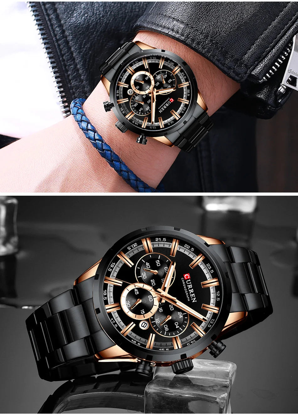 CURREN Men Watch Top Brand Luxury Sports Quartz Mens Watches Full Steel Waterproof Chronograph Wristwatch Men Relogio Masculino