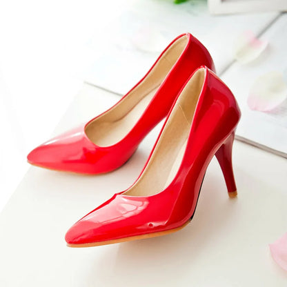 Pointed Toe Fashion Heeled Shoes Ladies Pumps Large Size Classic Women's High Heels Red Green Nude Party Office Shoes Female