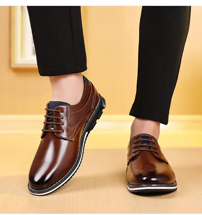 Retro Men Business Leather Shoes Fashion Casual Shoes for Men Office Brown Knight Loafers Elegant Breathable Men's Leather Shoes