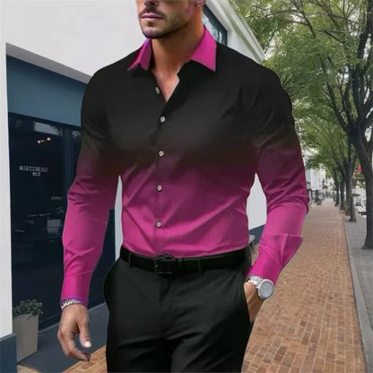 New manufacturer's men's color changing shirt, fashionable and casual starry high-definition pattern shirt, comfortable and brea