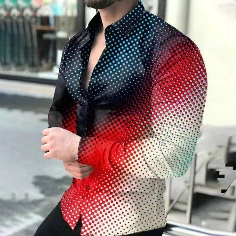 New manufacturer's men's color changing shirt, fashionable and casual starry high-definition pattern shirt, comfortable and brea