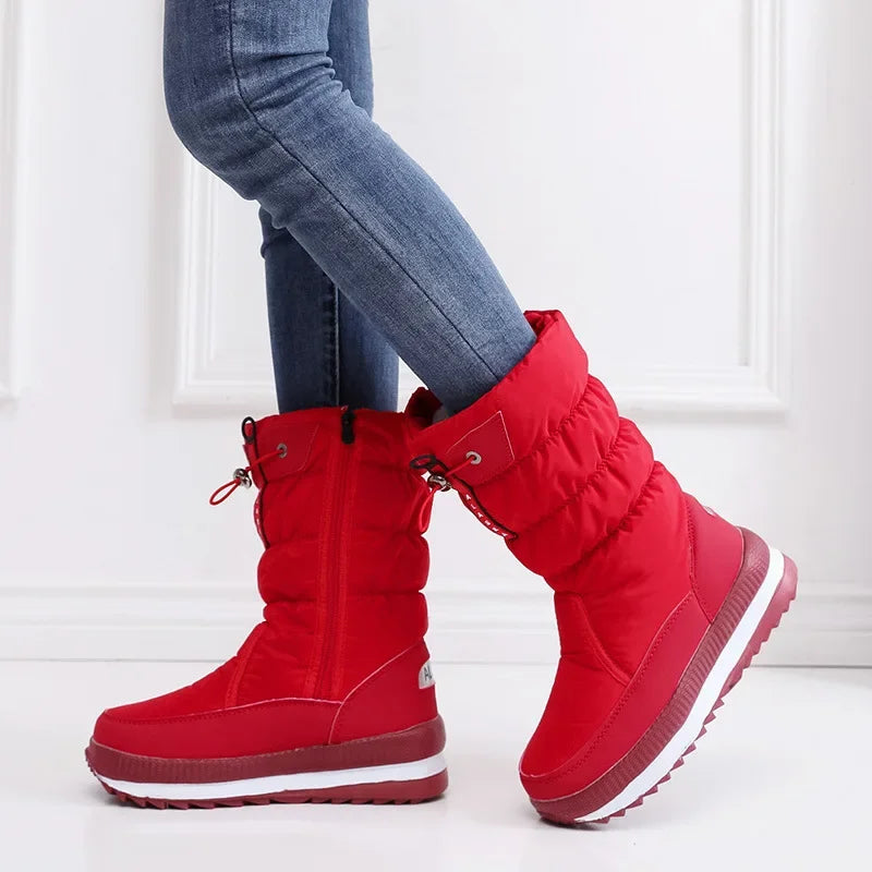 Women's Faux Fur Ankle Boots Chunky Platform Waterproof Snow Boots Women Silver Thick Plush Warm Winter Boots Shoes Woman