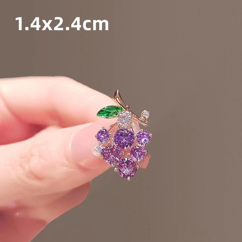 Purple Green Crystal Zircon Grape Brooch