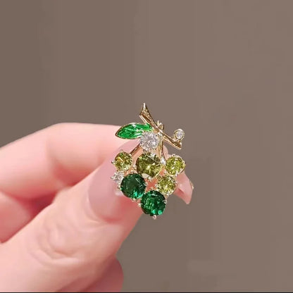 Purple Green Crystal Zircon Grape Brooch