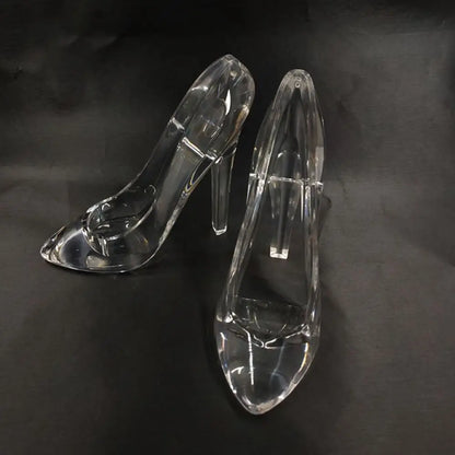 Delicate Classic Cinderella Transparent High Heels Wedding Crystal Slippers Figurines Store Display Shoes Crafts