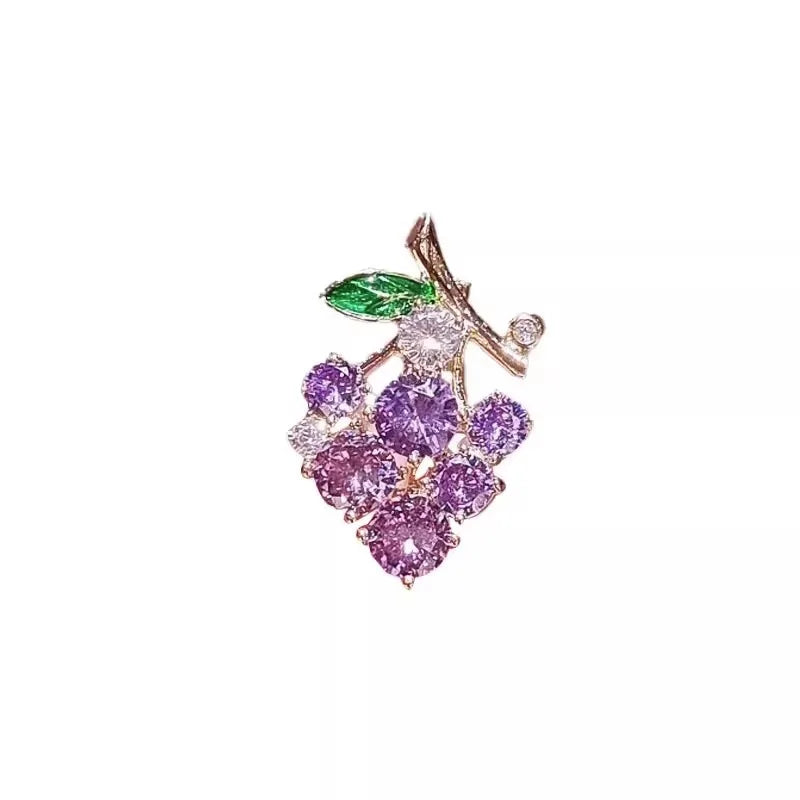 Purple Green Crystal Zircon Grape Brooch