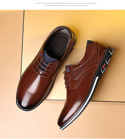 Retro Men Business Leather Shoes Fashion Casual Shoes for Men Office Brown Knight Loafers Elegant Breathable Men's Leather Shoes