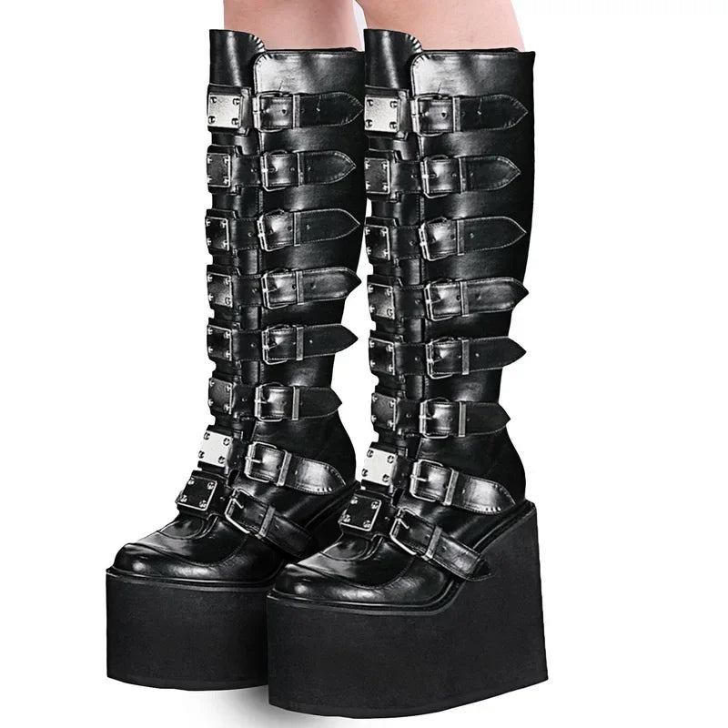 Thigh High Boots Fashion Black Platform Boots