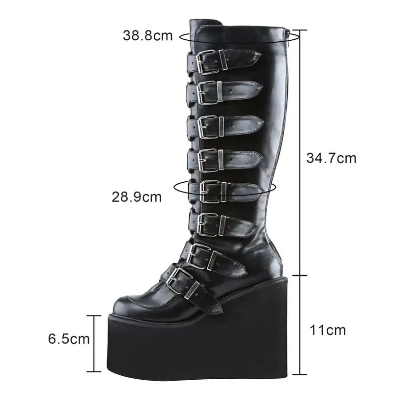 Thigh High Boots Fashion Black Platform Boots