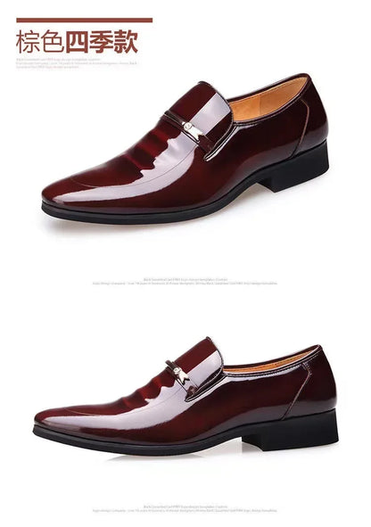 Luxury Business Oxford Leather Shoes Men Breathable Patent Leather Formal Shoes Plus Size Man Office Wedding Flats Male Black