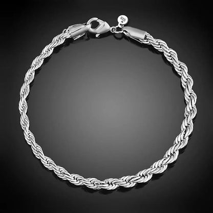 Elegant Women's Bracelet Silver Plated Twist Bangle Cuff Charm Bracelet Clasp Party Fashion Jewelry Gift