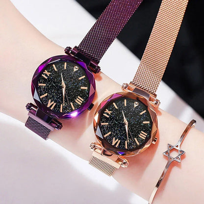 Luxury Starry Sky Women Watches Magnetic Mesh Belt Band Watch Women's Fashion Dress Wristwatch Zegarek Damski Reloj Mujer