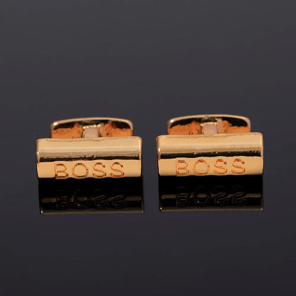 2 Pcs Gold Color Boss Mens Cufflinks