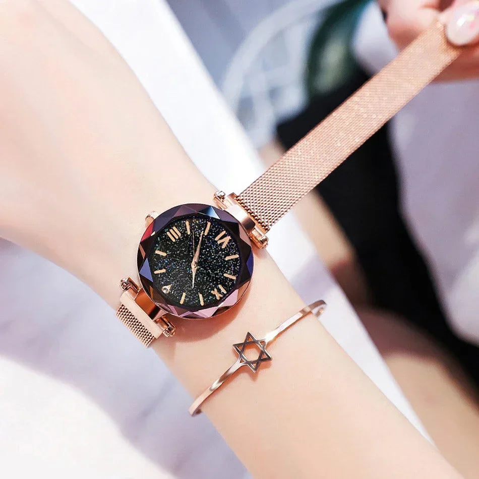 Luxury Starry Sky Women Watches Magnetic Mesh Belt Band Watch Women's Fashion Dress Wristwatch Zegarek Damski Reloj Mujer