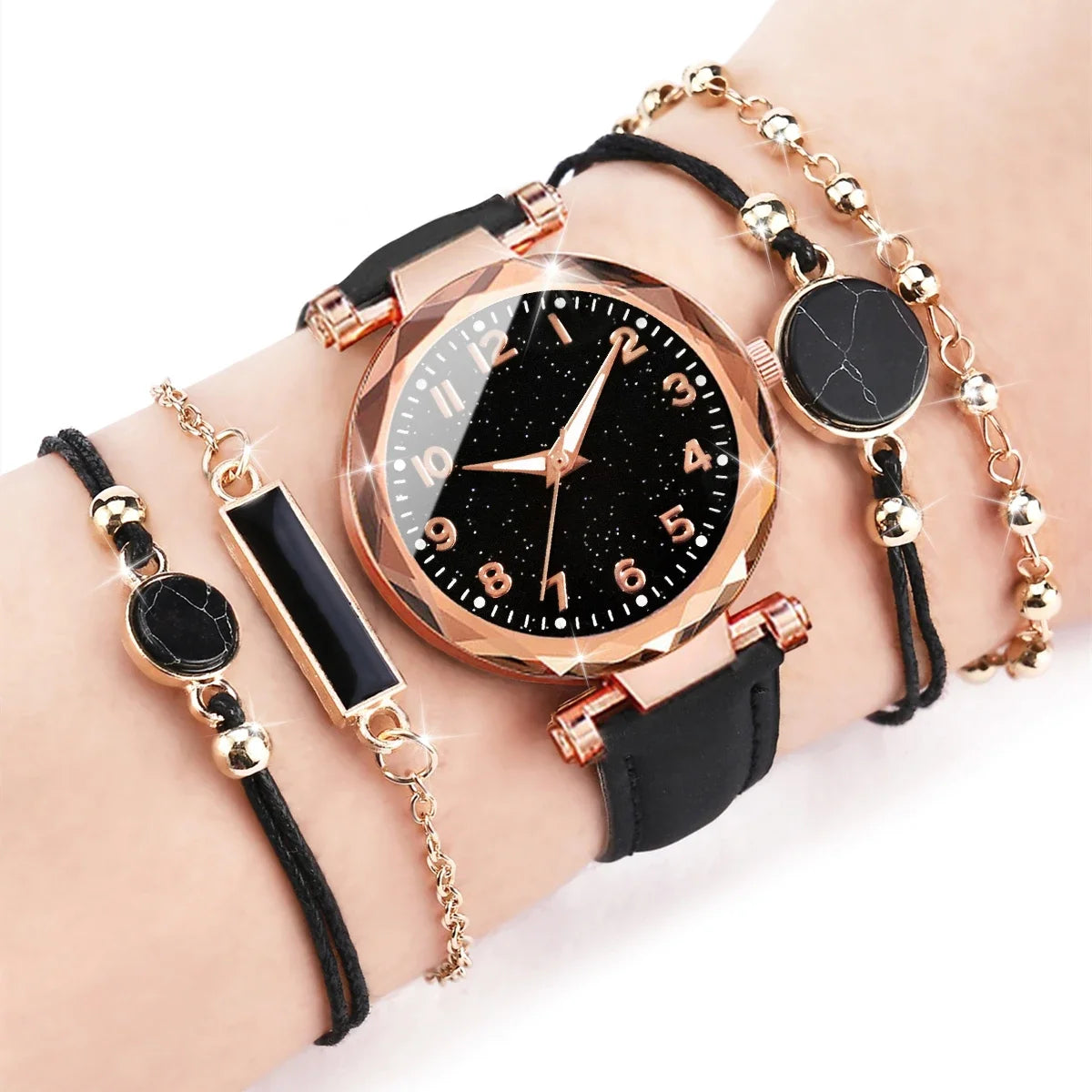 5PCS/Set Analog Quartz Wristwatch Bracelets Set