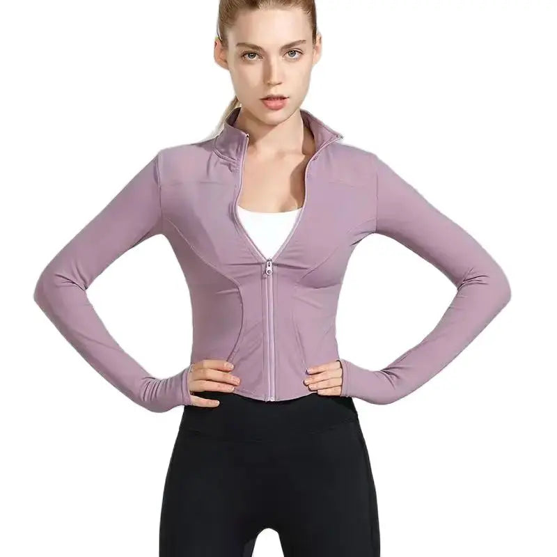 Long Sleeve Sports Jacket Women Zip Fitness Yoga Shirt Winter Warm Gym Top Activewear Running Coats Workout Clothes For Cycling