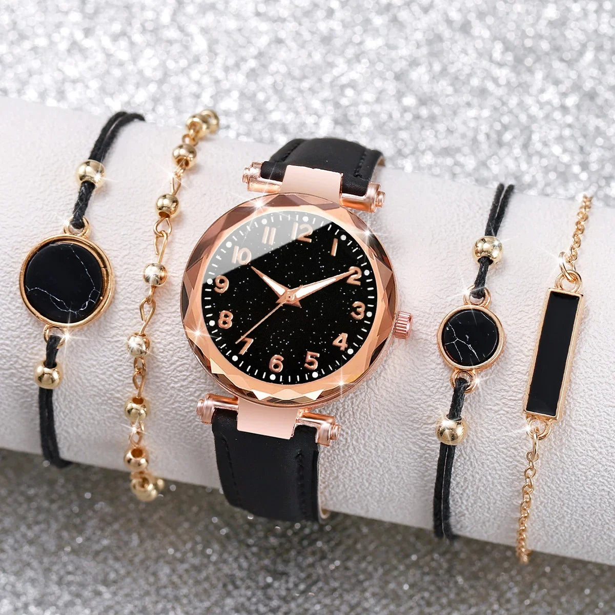 5PCS/Set Analog Quartz Wristwatch Bracelets Set