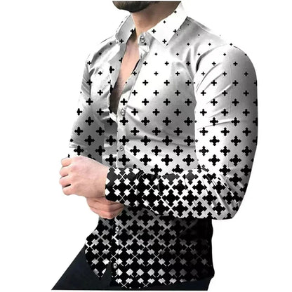 New manufacturer's men's color changing shirt, fashionable and casual starry high-definition pattern shirt, comfortable and brea