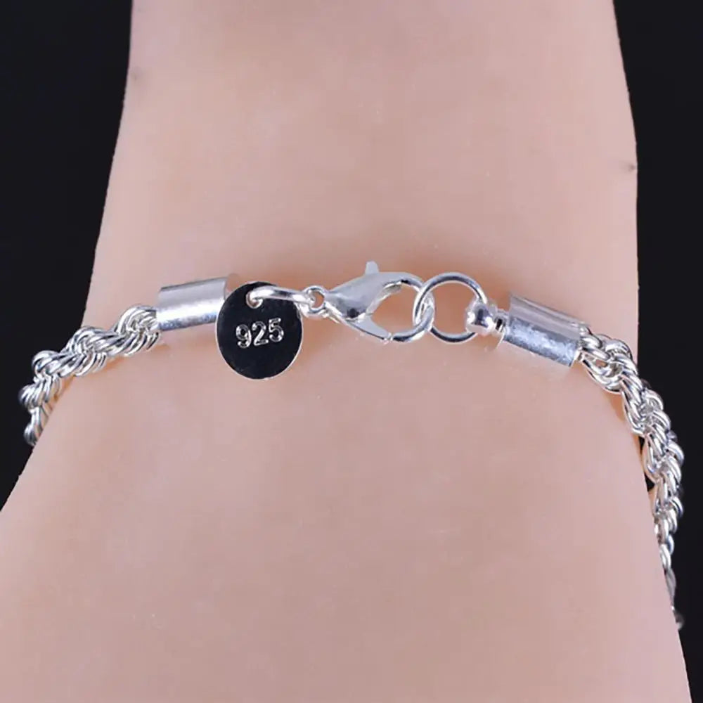 Elegant Women's Bracelet Silver Plated Twist Bangle Cuff Charm Bracelet Clasp Party Fashion Jewelry Gift