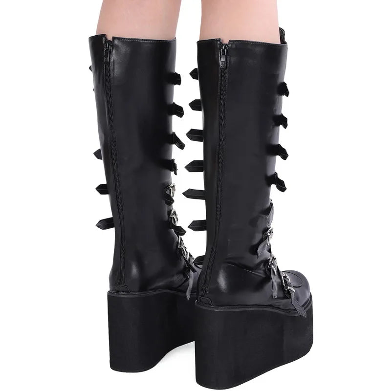 Thigh High Boots Fashion Black Platform Boots