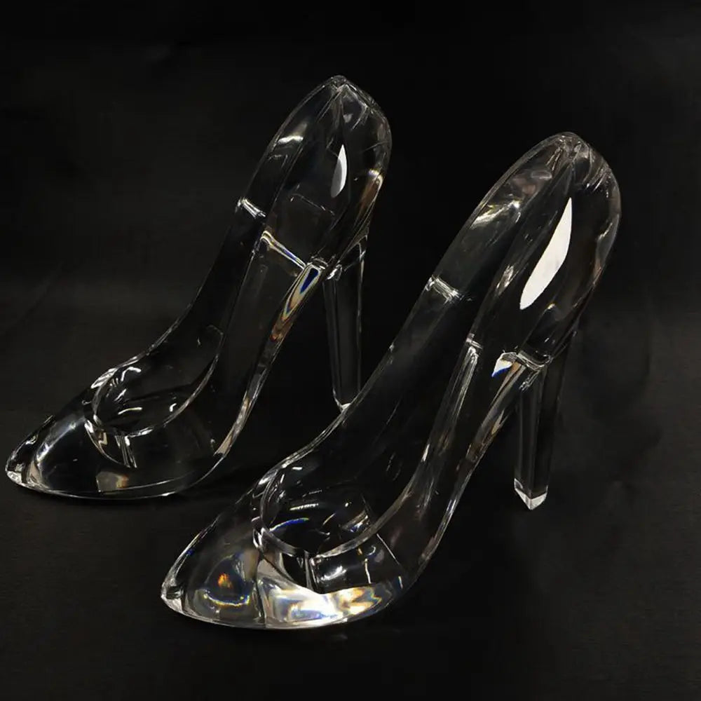 Delicate Classic Cinderella Transparent High Heels Wedding Crystal Slippers Figurines Store Display Shoes Crafts