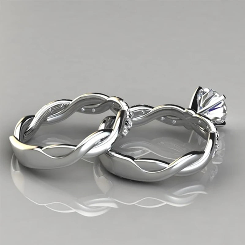 Elegant Cushion Cubic Zirconia Twist Rings