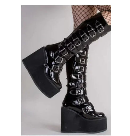 Thigh High Boots Fashion Black Platform Boots