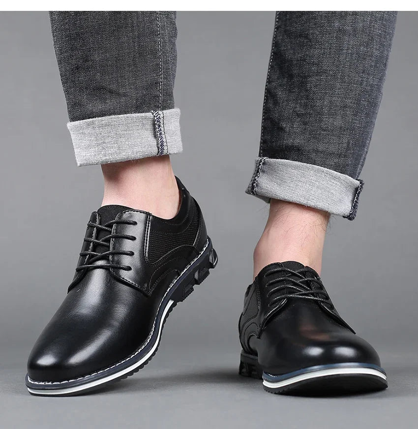 Retro Men Business Leather Shoes Fashion Casual Shoes for Men Office Brown Knight Loafers Elegant Breathable Men's Leather Shoes