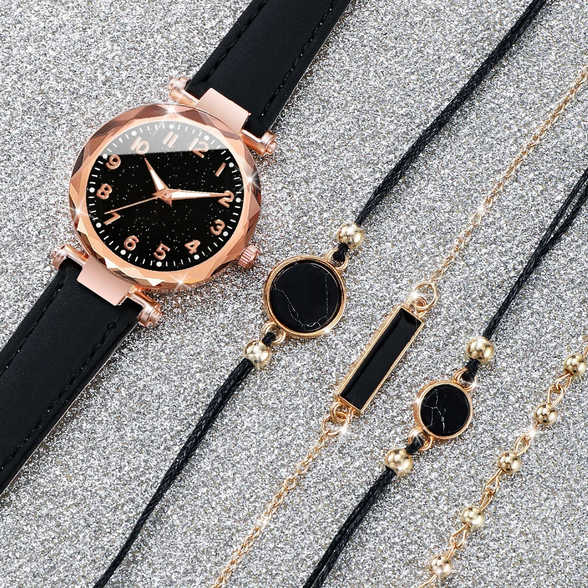 5PCS/Set Analog Quartz Wristwatch Bracelets Set