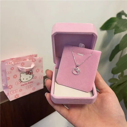 Kawaii Hello Kitty Sanrio Anime Clavicle Chain Pendant Necklace Women's Simple White Elegant Necklace Women's Jewelry Gift