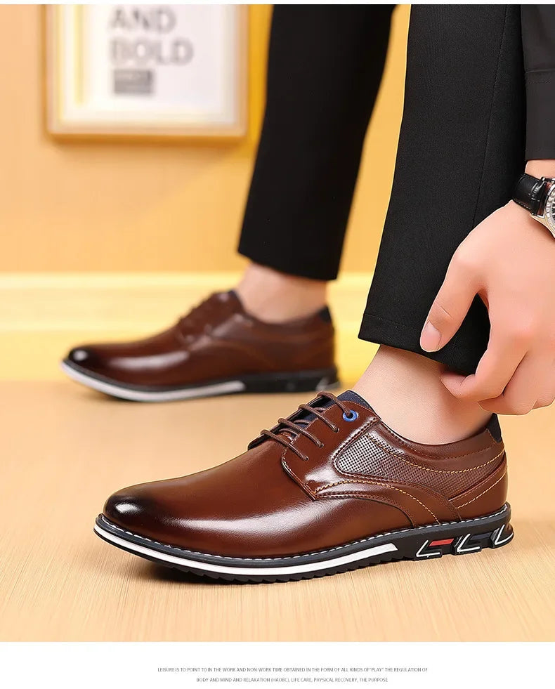 Retro Men Business Leather Shoes Fashion Casual Shoes for Men Office Brown Knight Loafers Elegant Breathable Men's Leather Shoes