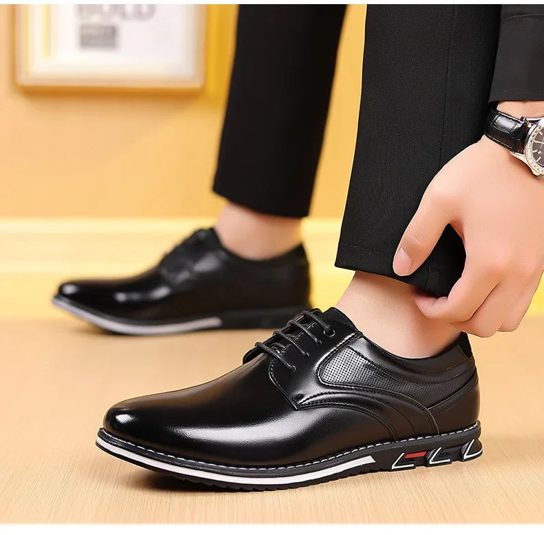 Retro Men Business Leather Shoes Fashion Casual Shoes for Men Office Brown Knight Loafers Elegant Breathable Men's Leather Shoes