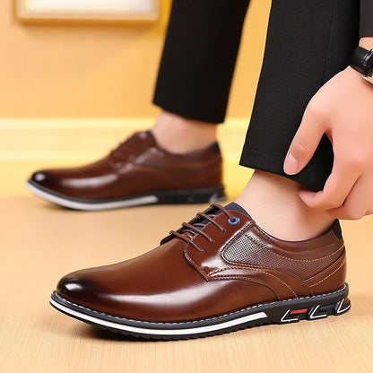 Retro Men Business Leather Shoes Fashion Casual Shoes for Men Office Brown Knight Loafers Elegant Breathable Men's Leather Shoes