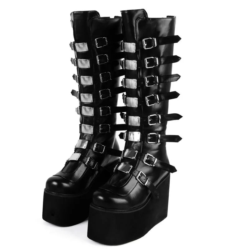 Thigh High Boots Fashion Black Platform Boots