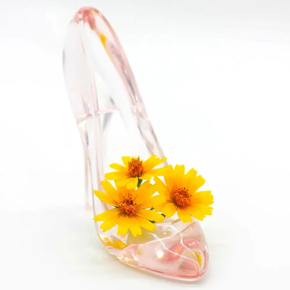 Delicate Classic Cinderella Transparent High Heels Wedding Crystal Slippers Figurines Store Display Shoes Crafts