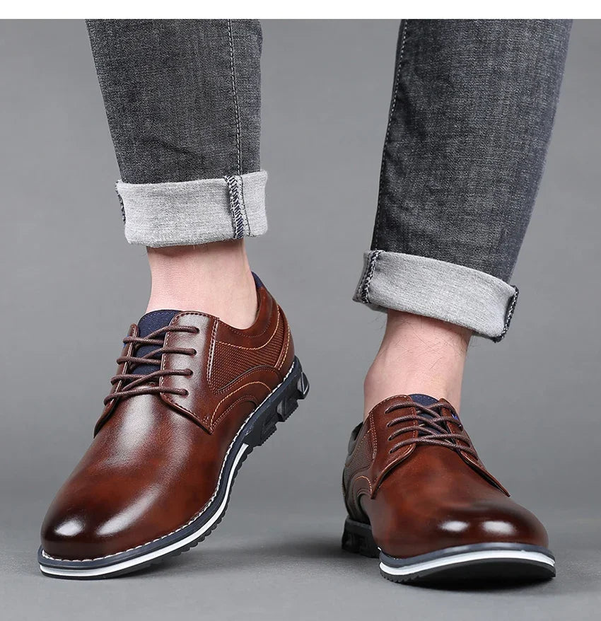 Retro Men Business Leather Shoes Fashion Casual Shoes for Men Office Brown Knight Loafers Elegant Breathable Men's Leather Shoes