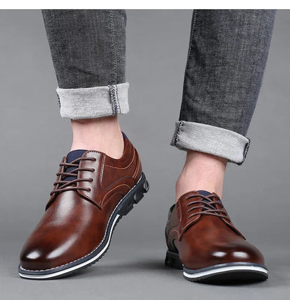 Retro Men Business Leather Shoes Fashion Casual Shoes for Men Office Brown Knight Loafers Elegant Breathable Men's Leather Shoes