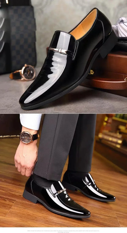 Luxury Business Oxford Leather Shoes Men Breathable Patent Leather Formal Shoes Plus Size Man Office Wedding Flats Male Black