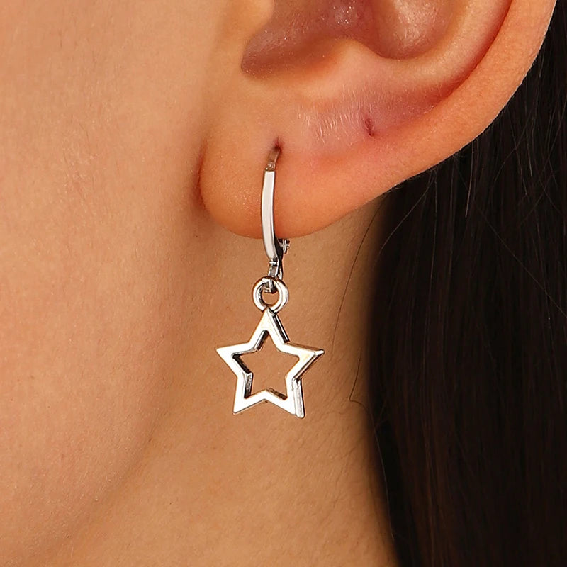 New Creative Star Hoop Earrings Fashion Simple Earrings Gifts for Women Cute Mini Little Star 20S Holiday Jewelry