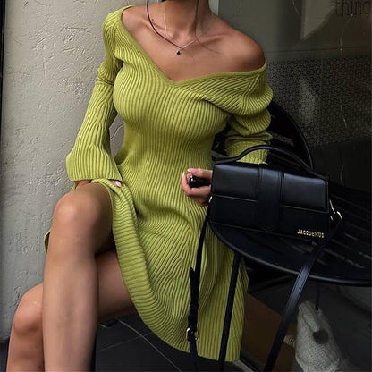 Long Sleeve Knitted DressFor women - Coprate